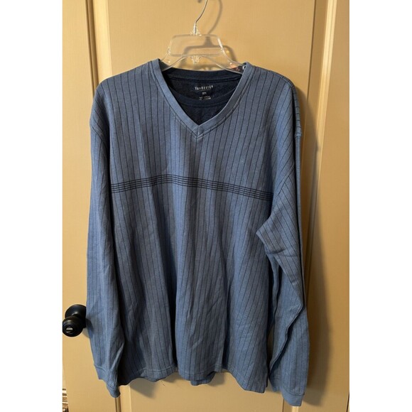Mens Van Heusen Pullover L/S V Neck Stripe Dress Sweater Size XXL Preowned - Picture 1 of 5